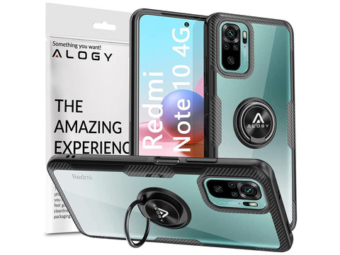 Alogy Etui na telefon Ring Holder Clear Armor do Xiaomi Redmi Note 10/10s czarne