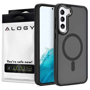 Alogy Etui pancerne do MagSafe Ring Mag Case do ładowarek Qi do Samsung Galaxy S23 Czarne