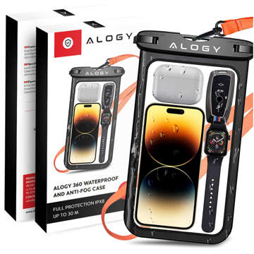 Alogy Etui wodoodporne Waterproof Case torba wodoszczelna uniwersalna IPX8 na telefon i akcesoria Czarne