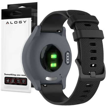 Alogy Gumowy Uniwersalny pasek sportowy Strap do smartwatcha zegarka 18mm Czarny