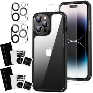 Alogy Hybrid Case Etui pancerne + 2x Szkło na ekran + 2x obiektyw do Apple iPhone 14 Pro Max Zestaw 5w1