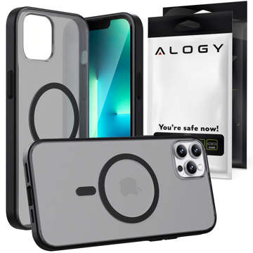 Alogy MagCase do MagSafe Etui matowe obudowa z pierścieniem magnetycznym do Apple iPhone 12/ 12 Pro Czarne