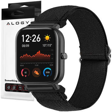 Alogy Nylon Pasek nylonowy elastyczny Uniwersalny opaska do Smartwatcha 20mm czarny