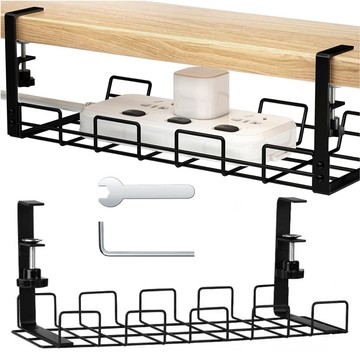 Alogy Organizer kabli uchwyt półka pod blat na kable listwy biurkowy podbiurkowy aluminiowy 38.5cm Czarny