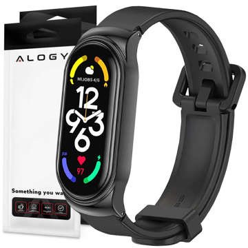 Alogy Pasek silikonowy z zapięciem opaska do Xiaomi Mi Band 7 Black