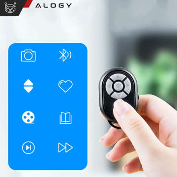 Alogy Pilot Zdalny kontroler Bluetooth do sterowania telefonem, robienia zdjęć, nagrań, przewijania Czarny