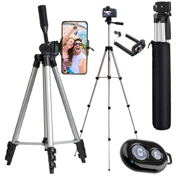 Alogy Statyw tripod lekki z pilotem i torbą do smartfona na aparat 105cm