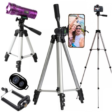 Alogy Statyw tripod lekki z pilotem i torbą do smartfona na aparat 105cm