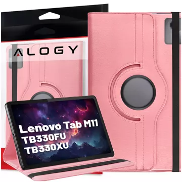 Etui 360 do Lenovo Tab K11E / M11 10.95" TB330FU / TB330XU / TB331FC obrotowe pokrowiec obudowa z klapką na tablet Case Alogy Różowe