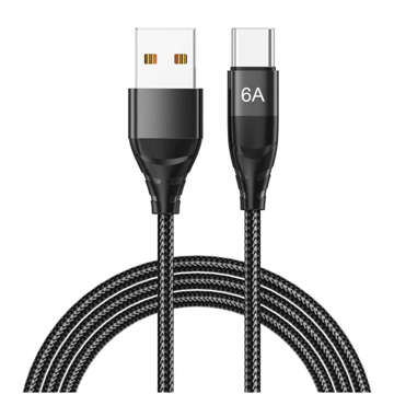 Kabel 1m Alogy przewód USB-A do USB-C Type C 6A Czarny